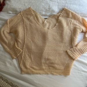Free People Peach Striped Oversized Sweater